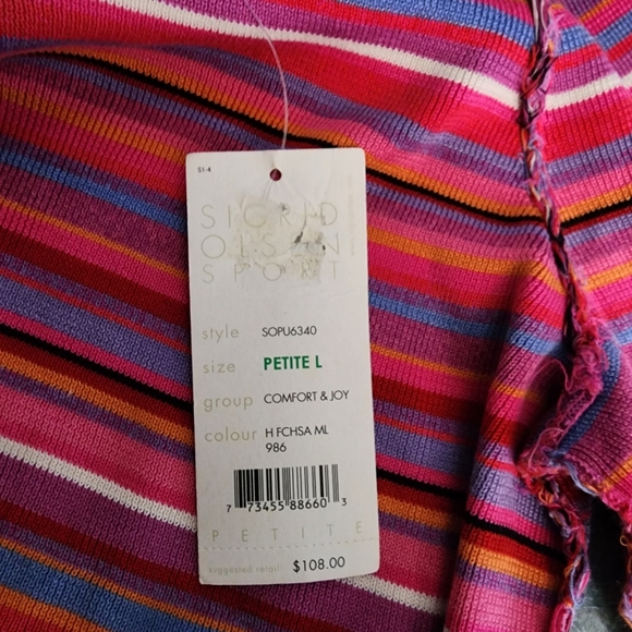 Sigrid Olsen Sport. Silk Blend, Multi Color, Striped Sweater. PL - Picture 10 of 10